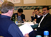Mike Stewart, CSP conducting sales training for a small international sales team in Manchester, England.